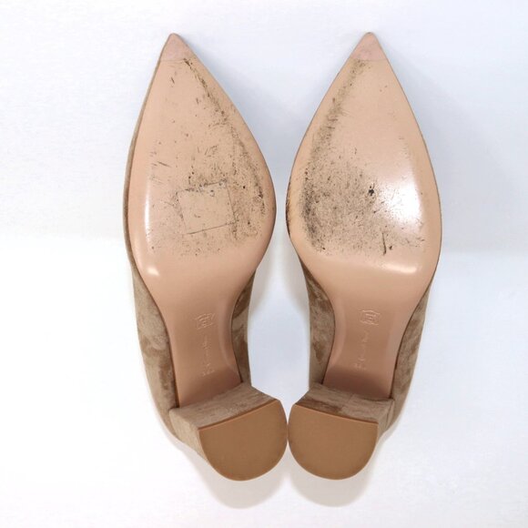 Gianvito Rossi 38.5 Suede Heels Piper Pump Camel Tan Brown - Picture 11 of 14